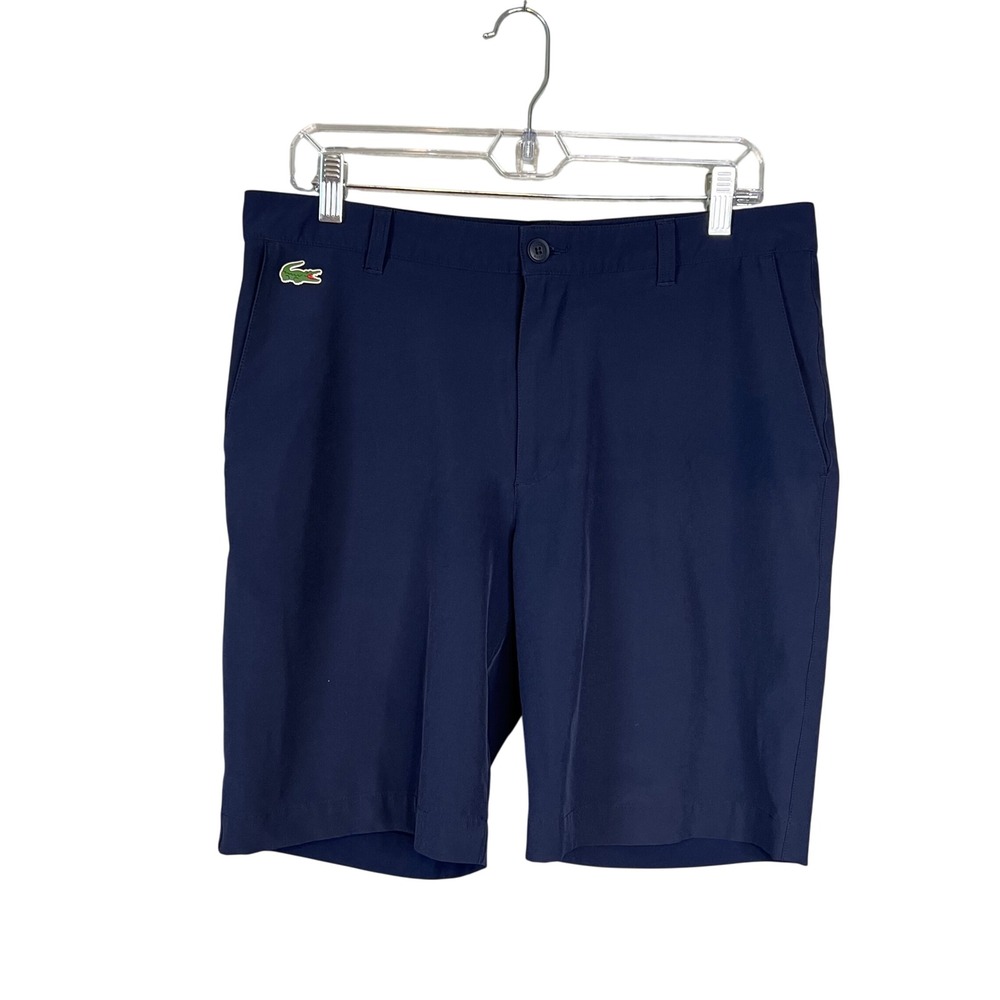 Lacoste Sport Mens Shorts Sz 33 Navy Blue Golf Stretch Performance Preppy Logo